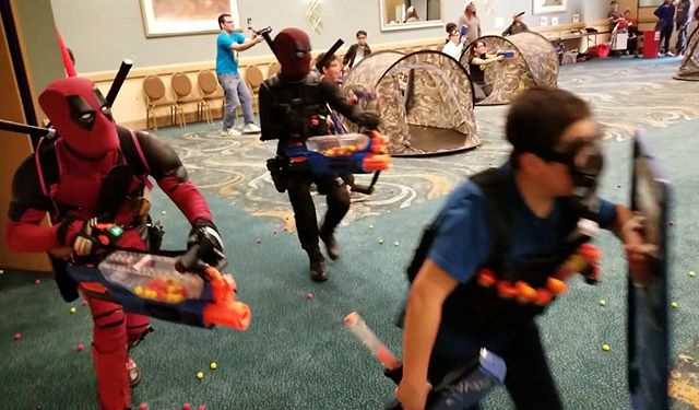 Having a great time with the #MadNerfWar at the @longbeachcomicexpo

Come see us today in room 103 
#lbce #lbce #nerf #nerfprometheus #PartyXtreme