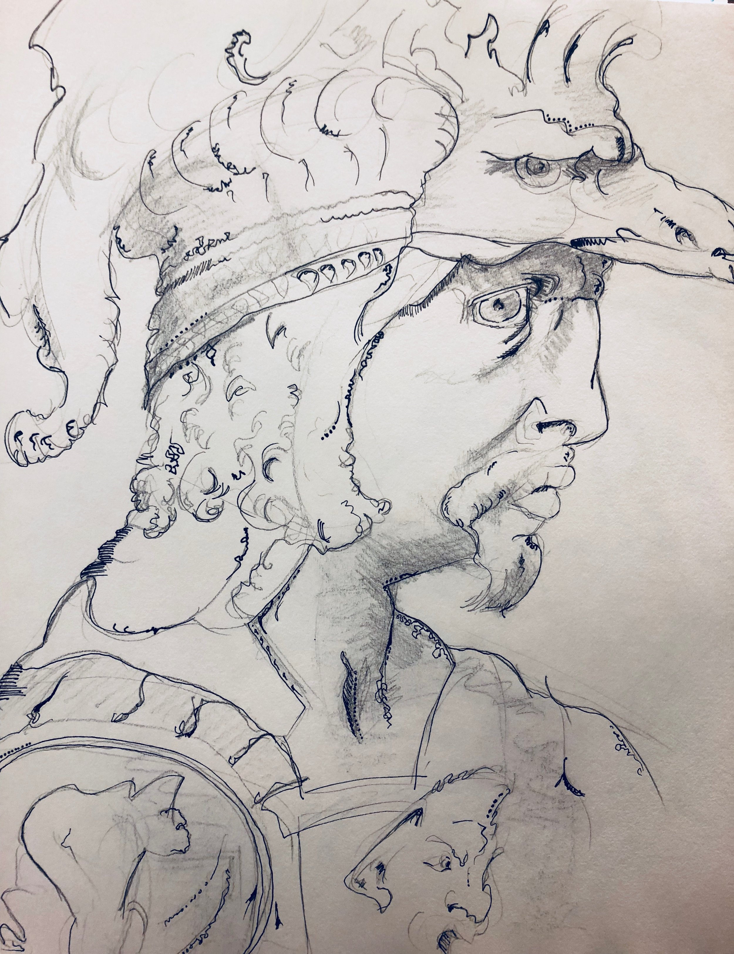 bust of a beleaguered warrior 