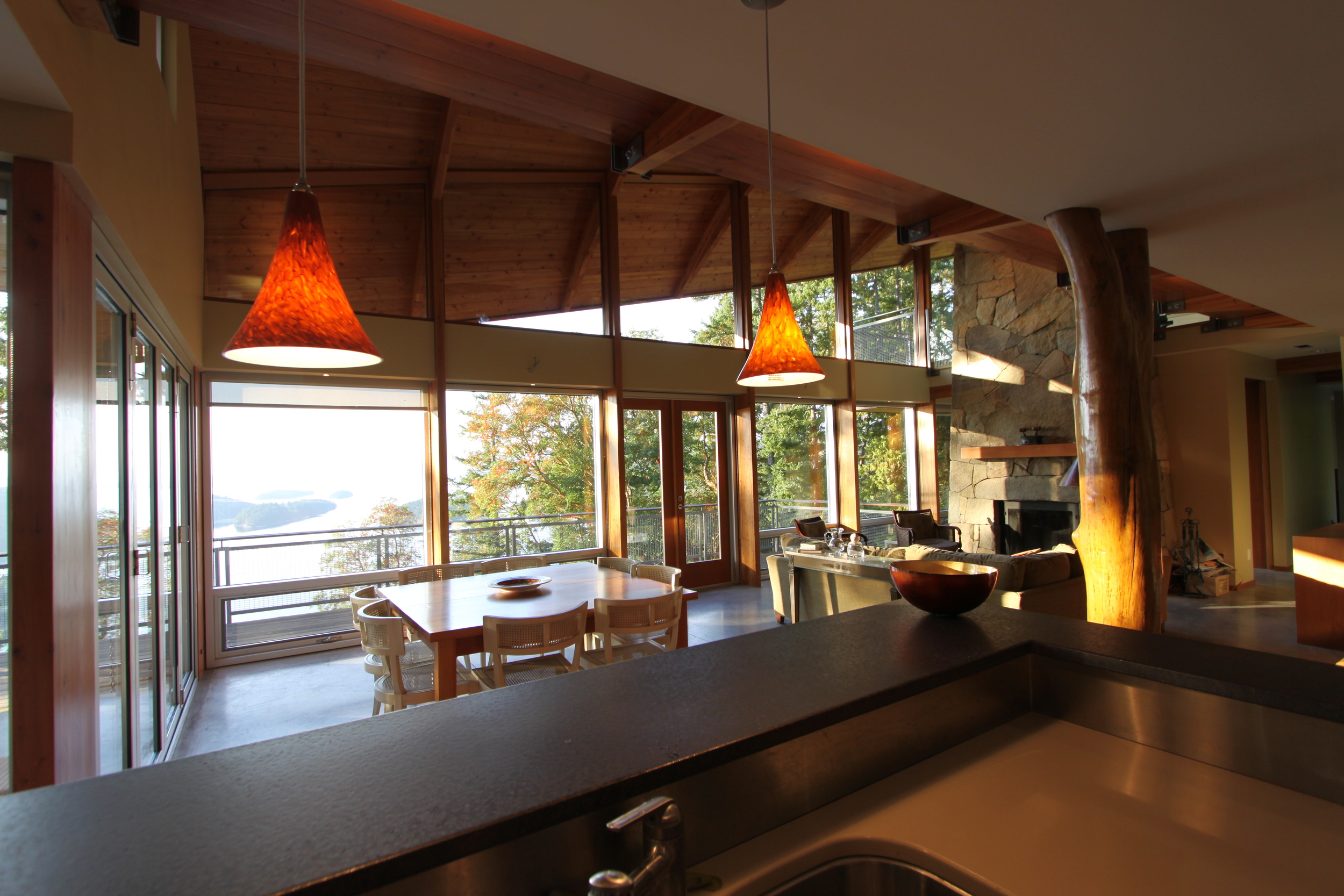Kitchen counter top, bespoke glaze. Private residence, Southern Gulf Islands, British Columbia, Canada.