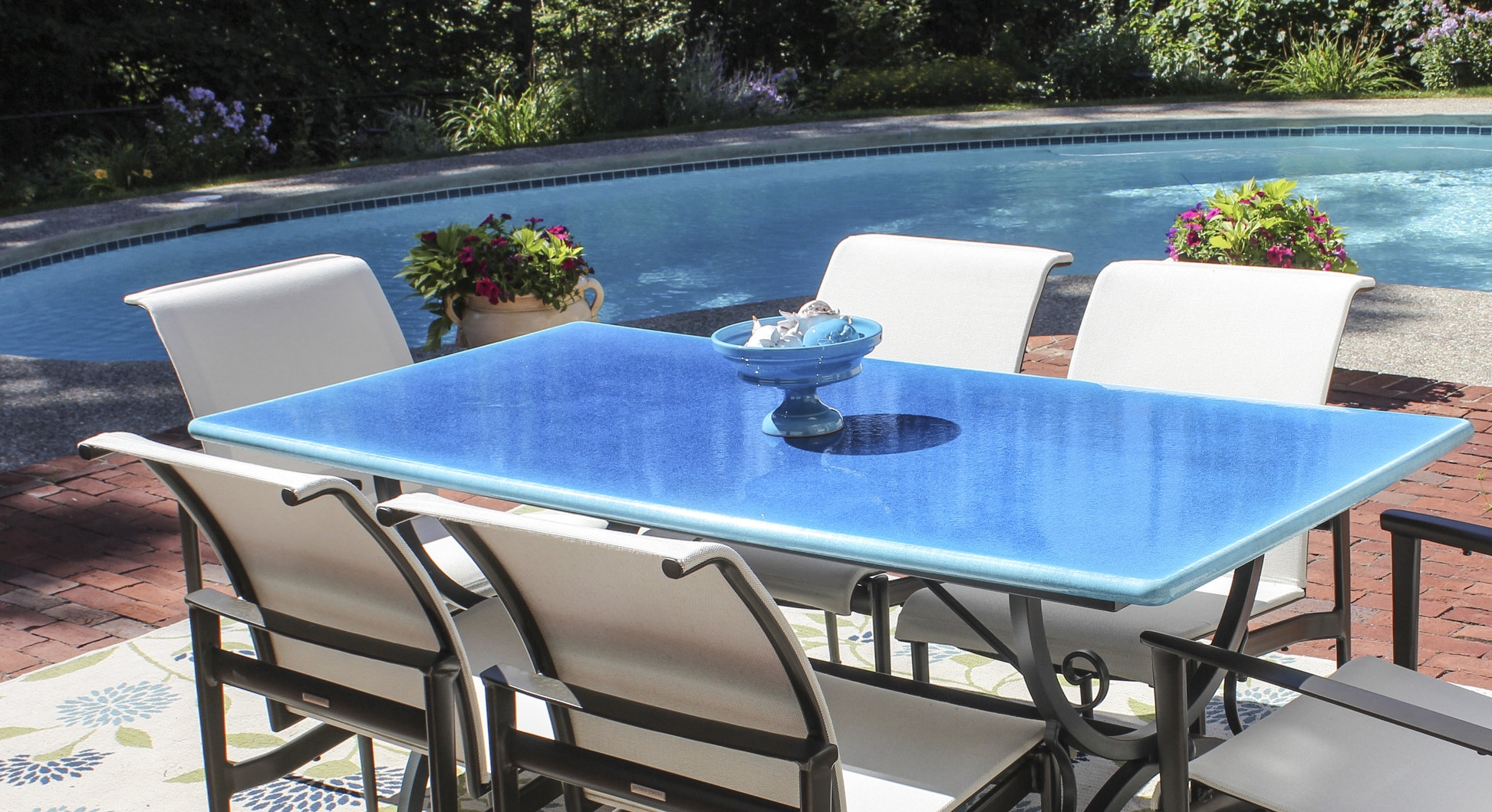 Tabletop, Aquamarina glaze. Private residence, Hingham, MA.