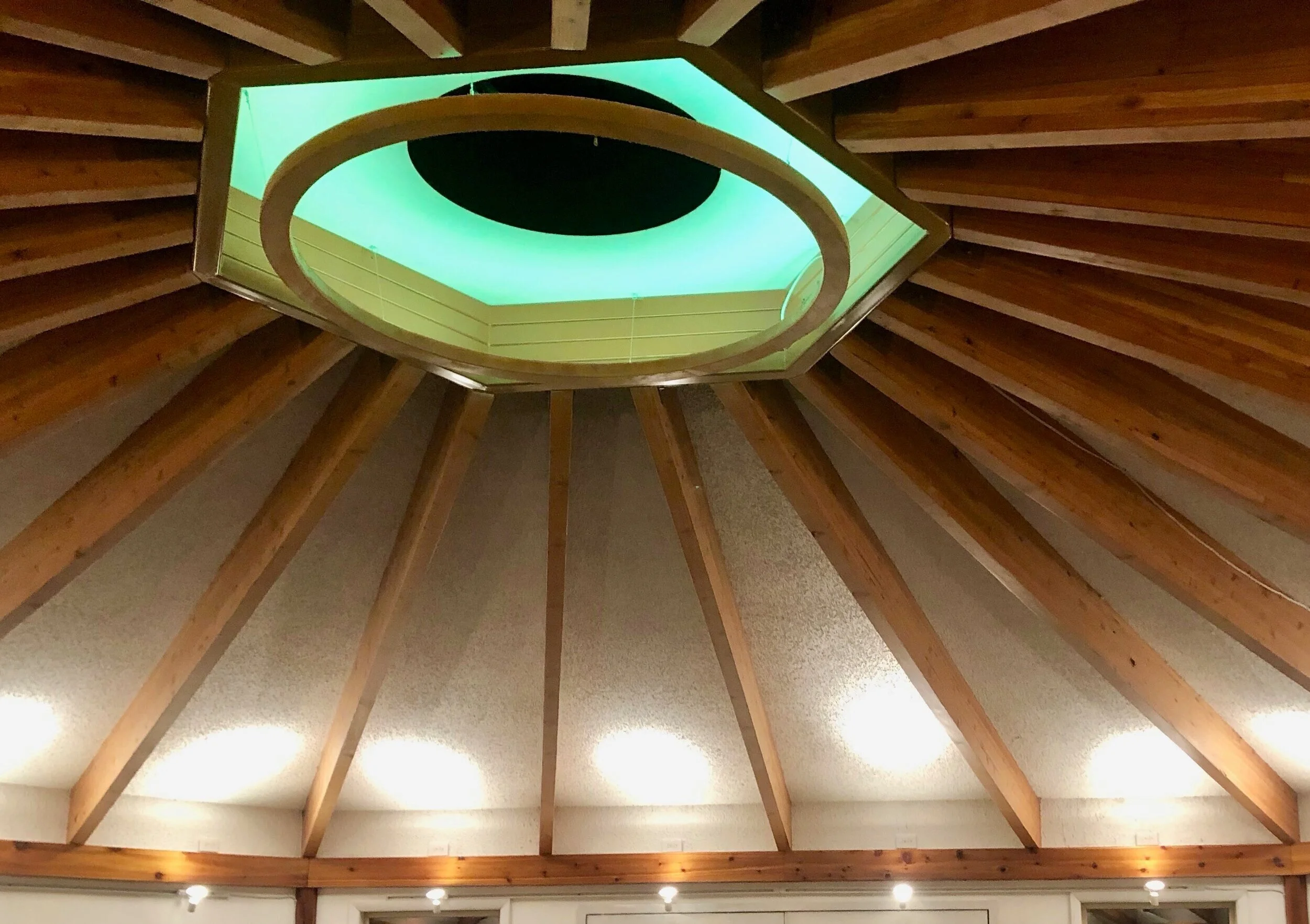 The rooftop at SkyScape Concerts. The top of the roof lifts off to reveal the evening sky during concerts.