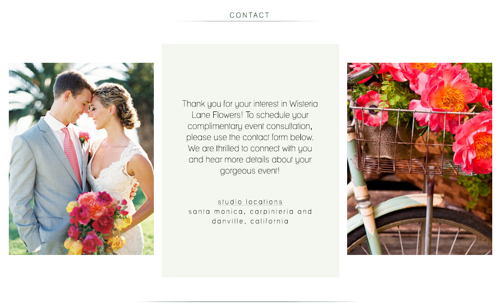 Contact Los Angeles Best Wedding Florist — Wisteria Lane