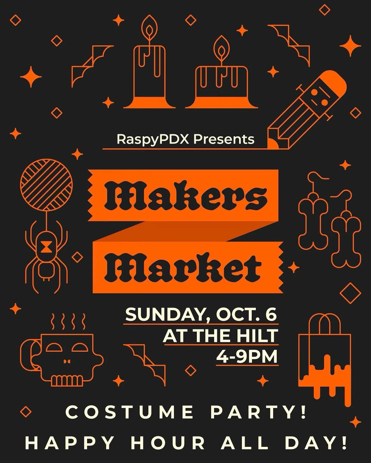 Hey PDX! Come out this weekend and show us your Halloween costumes early! @the_hilt is one of my favorite dives, and the makers are going to be excellent 😊 check @raspypdx for more details! 🖤