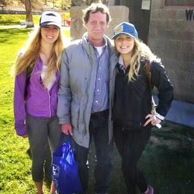 Former UNR student Megan Parsons and current UNR student Reighan Fisher pose with Robert Basham after interviewing him in 2014.