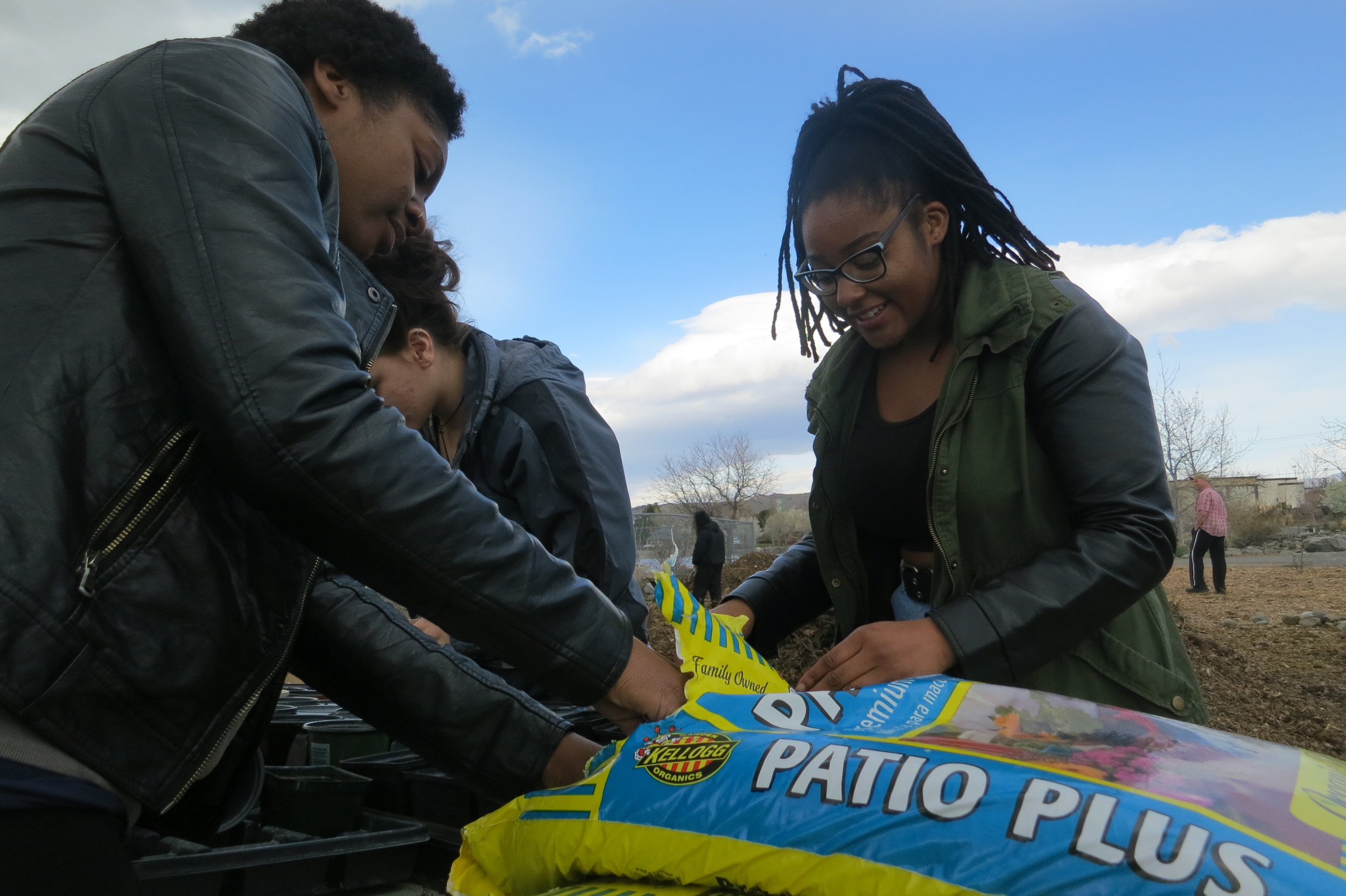 "We're part of a group called Food not Bombs," said Niya Jones, while she prepared pots with friends and fellow activists. "It's going to be more fun when it's warmer, but you have to start early, get the work in."