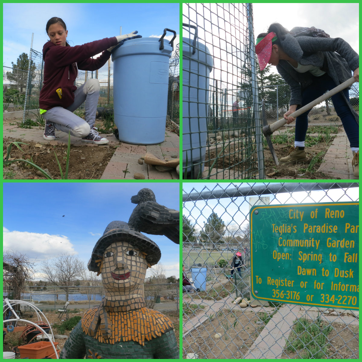 The community garden is open to individuals and non-profits. Potlucks are held in the summer.