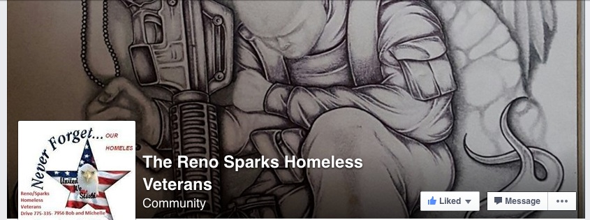 The banner for the Reno Sparks Homeless Veterans community Facebook page.