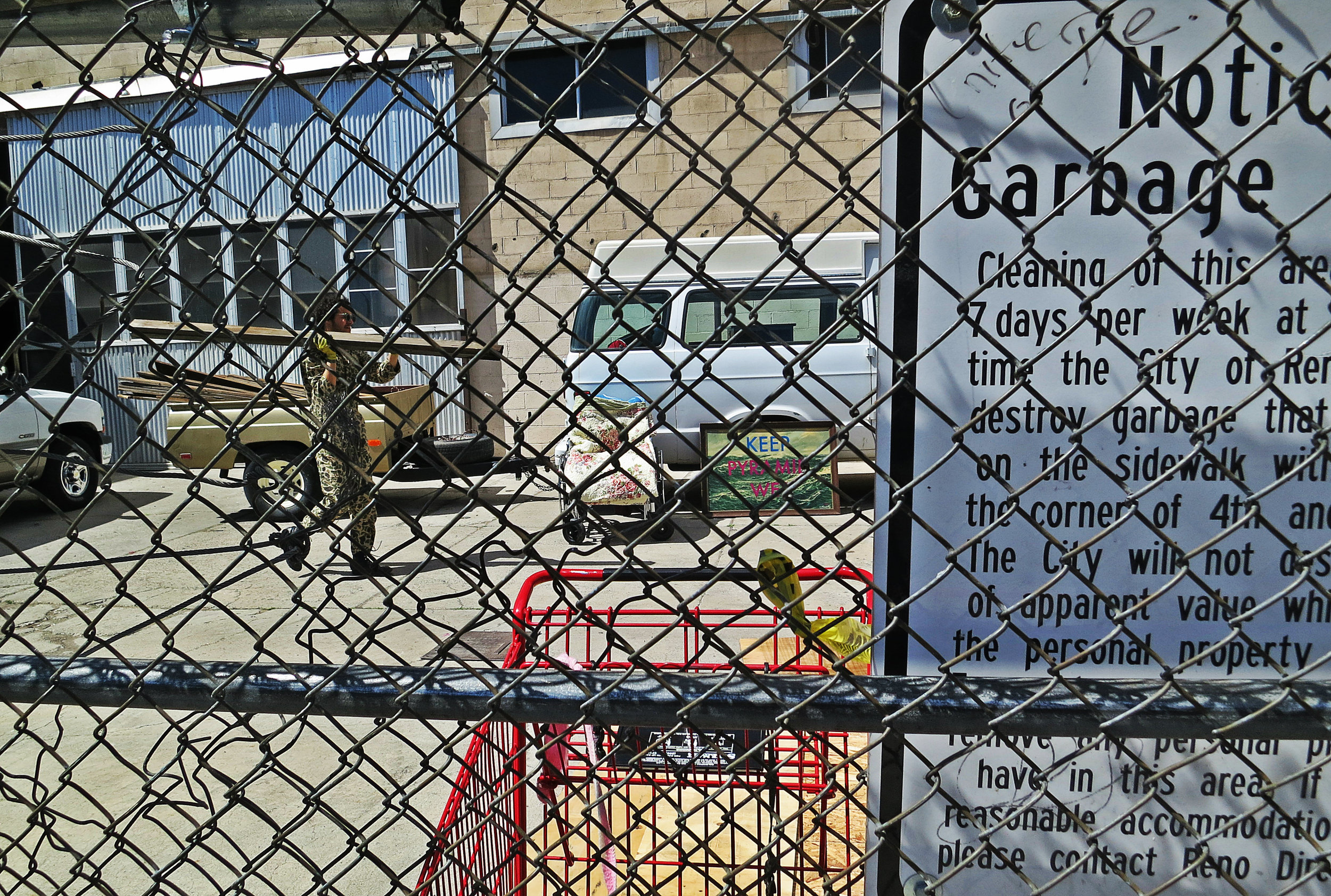 After the parade, Chris set out to build a "teeny house" right by the main homeless shelter in Reno.