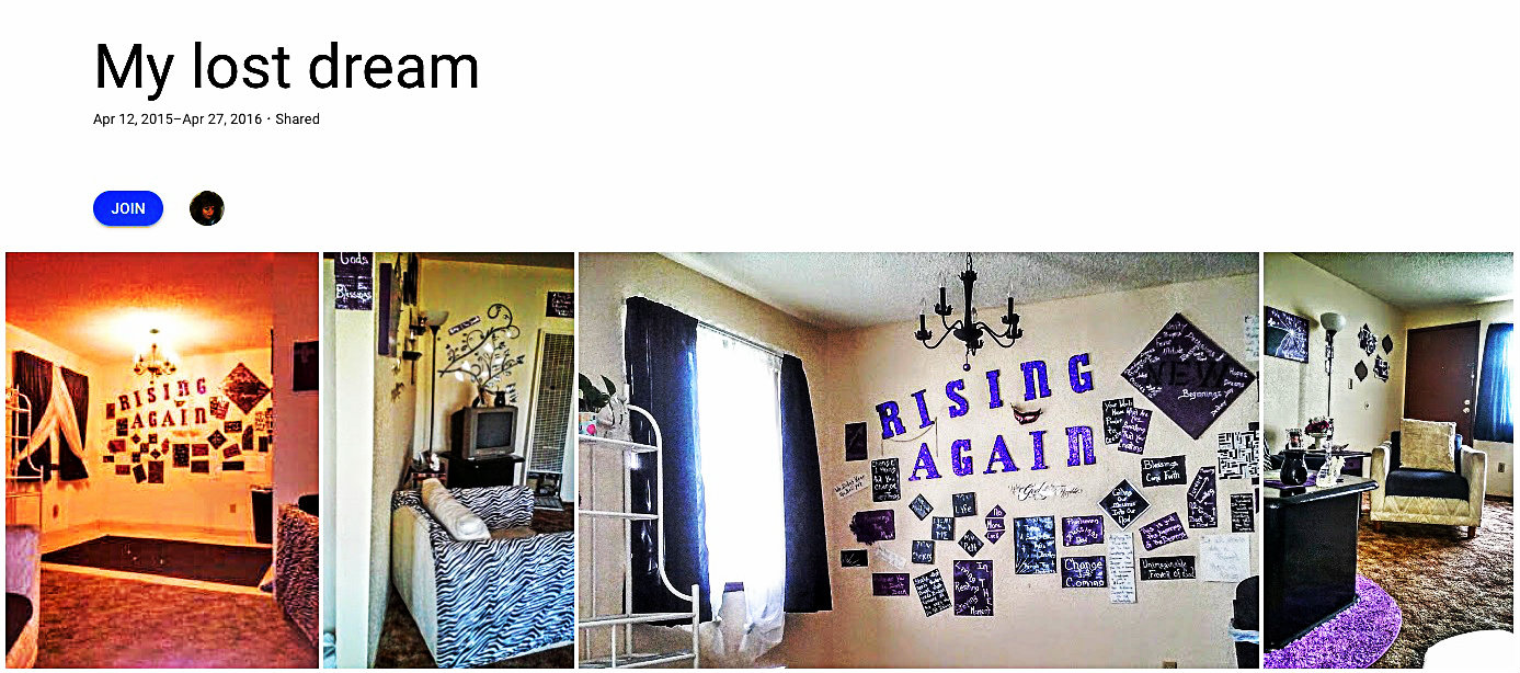A screengrab from Melinda's photo album called "My lost dream".