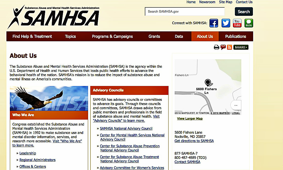 A screengrab for SAMHSA which provides the money for CABHI. Government programs are full of acronyms.
