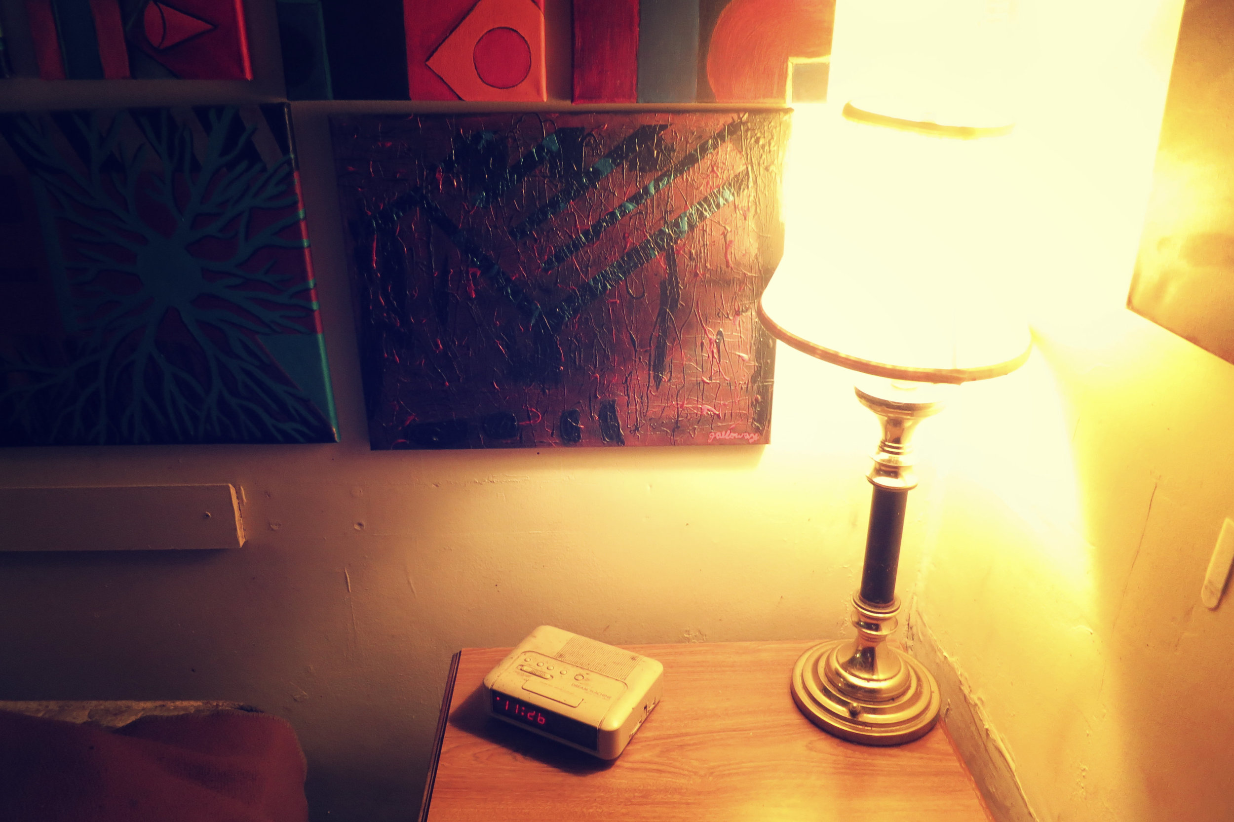 A detail of his motel room, where Chad's been living for about five years.