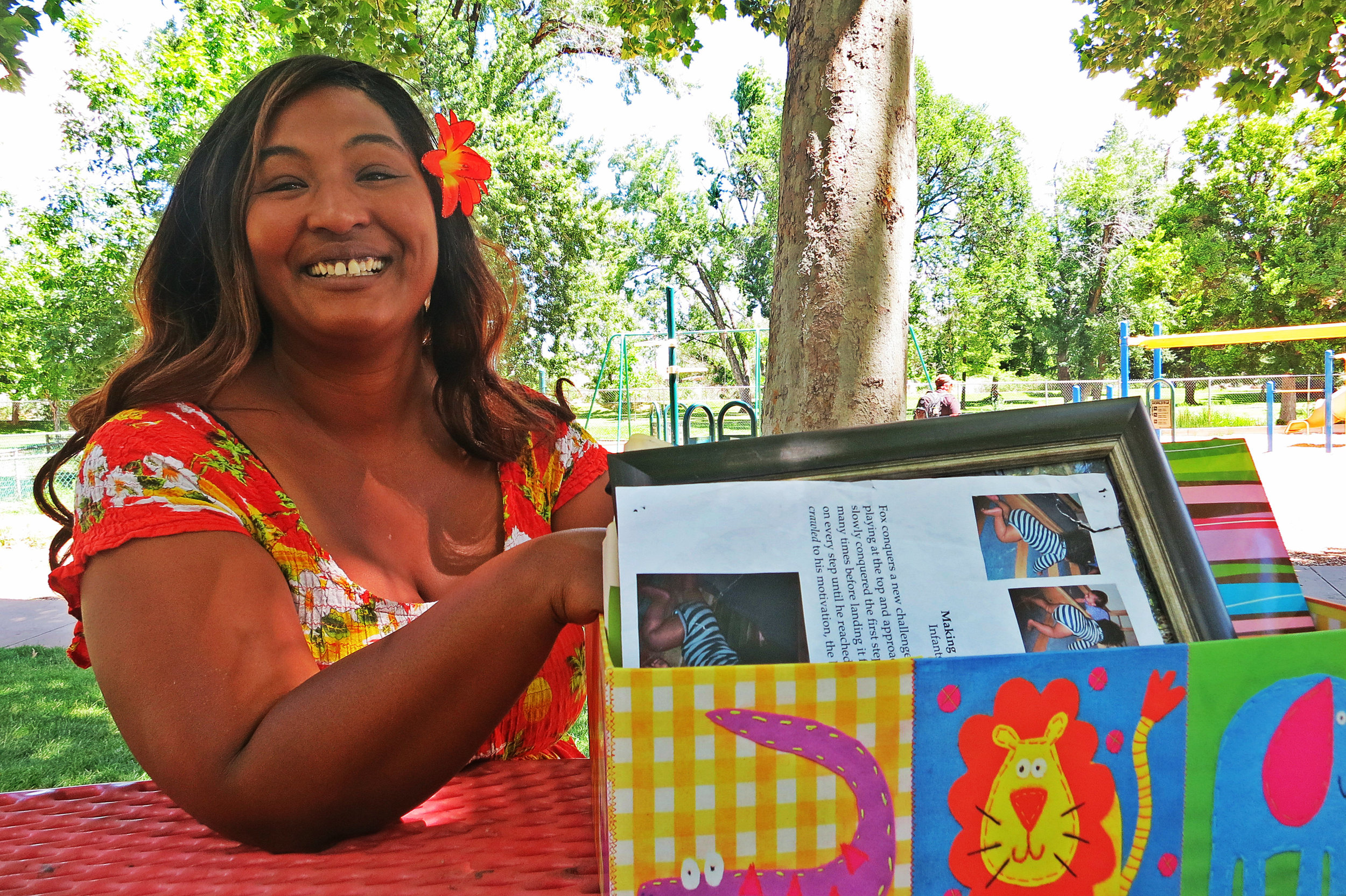 Looking back through a box of mementos, Stephanie says becoming homeless while pregnant helped turn her life around.