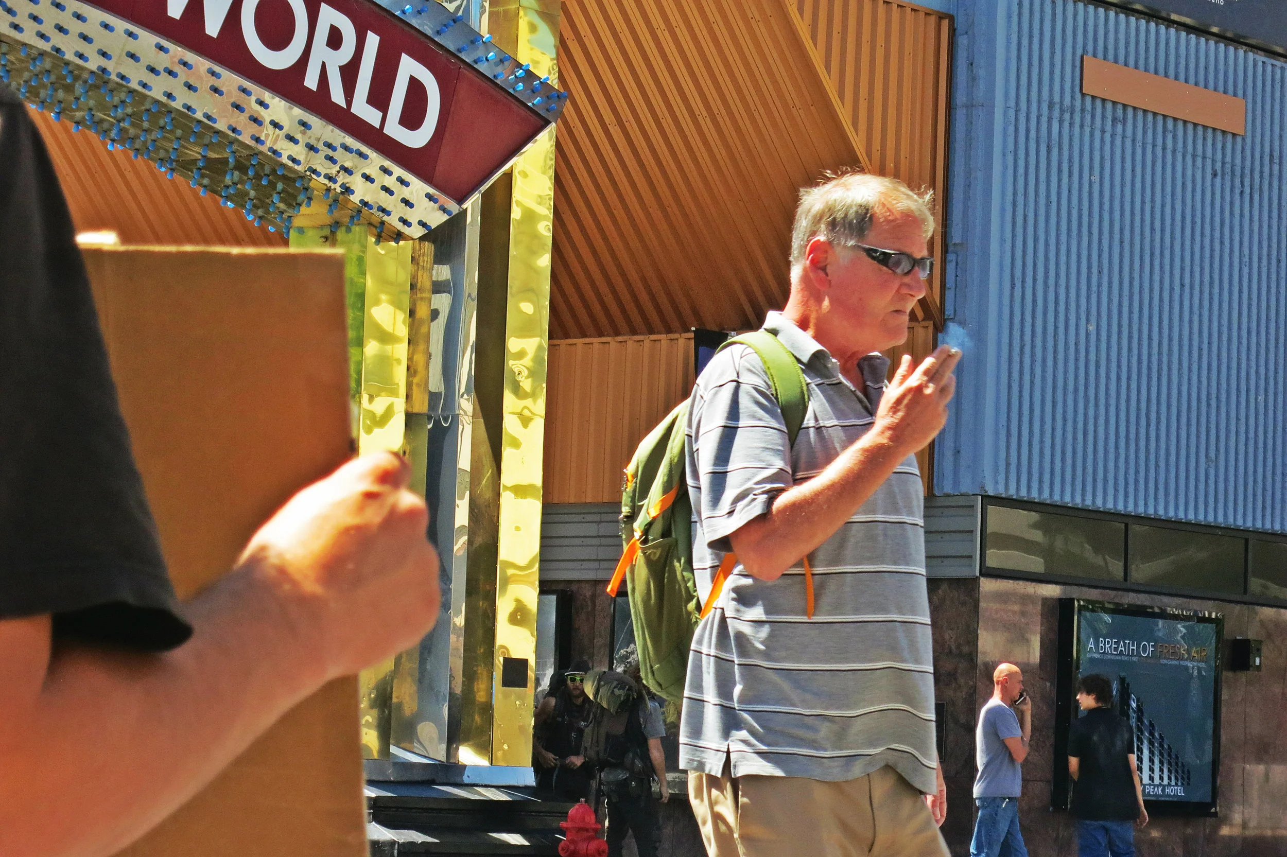 Grackle's goal when asking for money is to make people smile, even if it doesn't always work.