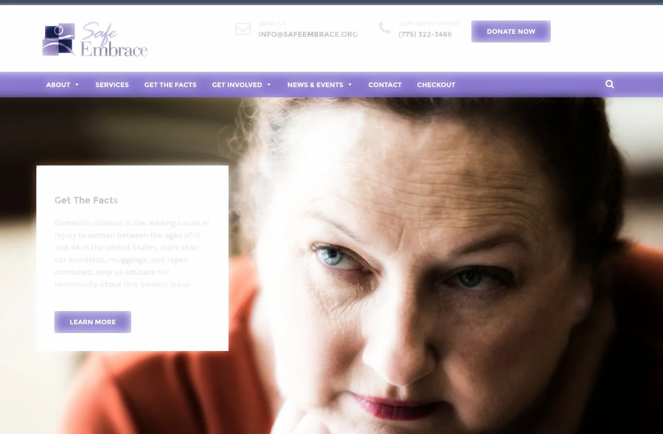 A screengrab from the website of Safe Embrace, a Sparks-based nonprofit which educates the community and provides services to survivors of domestic and sexual violence. 
