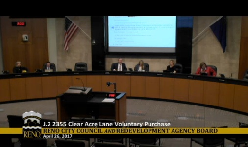 The scene from Wednesday's meeting where council members spoke against buying new property for a homeless related project.