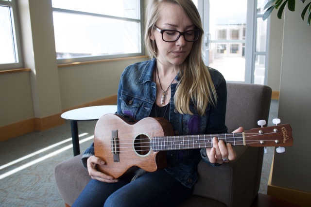 Straw’s own ukulele is what's called a tenor ukulele. Photo by Alexandra Mosher