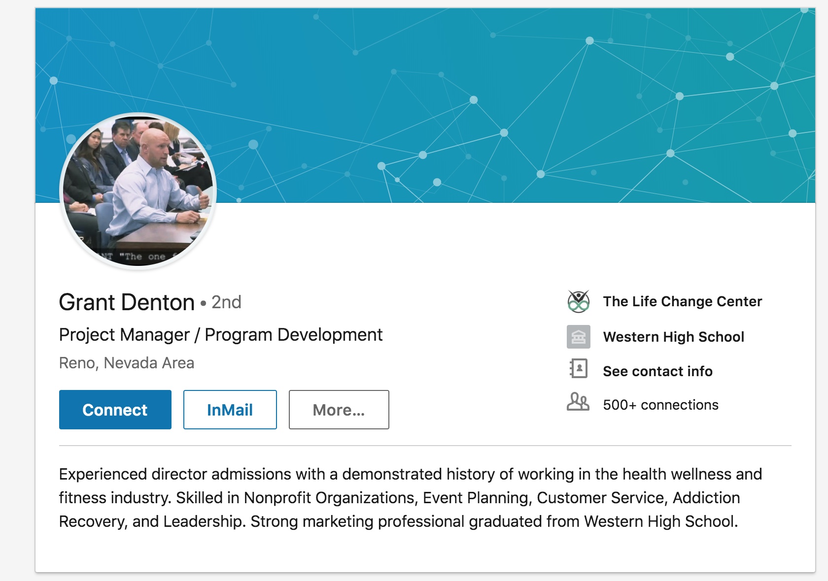 Denton now has a polished web presence, and inspirational videos via Facebook, one of which can be seen here: https://www.facebook.com/riseandgrindreno/videos/1764443406912388/