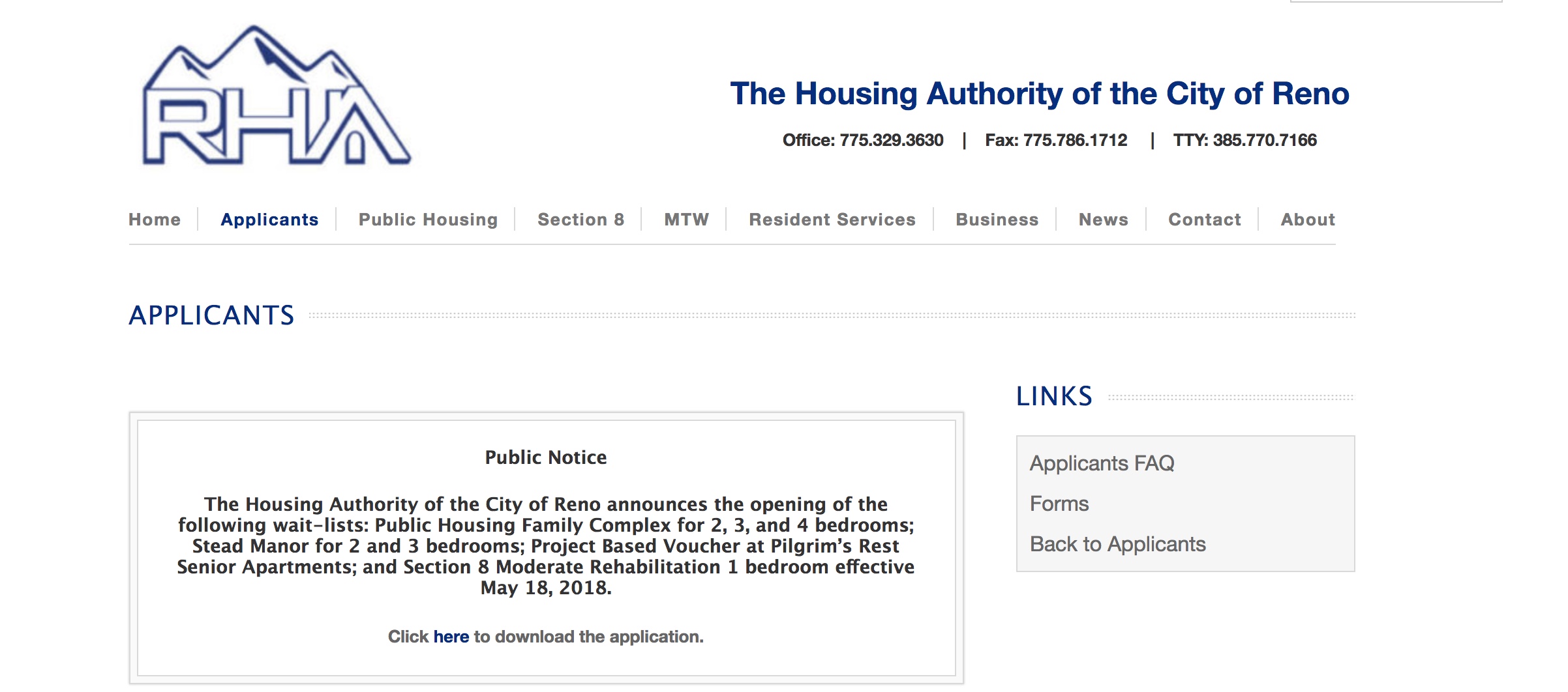 After a long period without wait lists, some have finally reopened. This is a screengrab from the RHA website. 