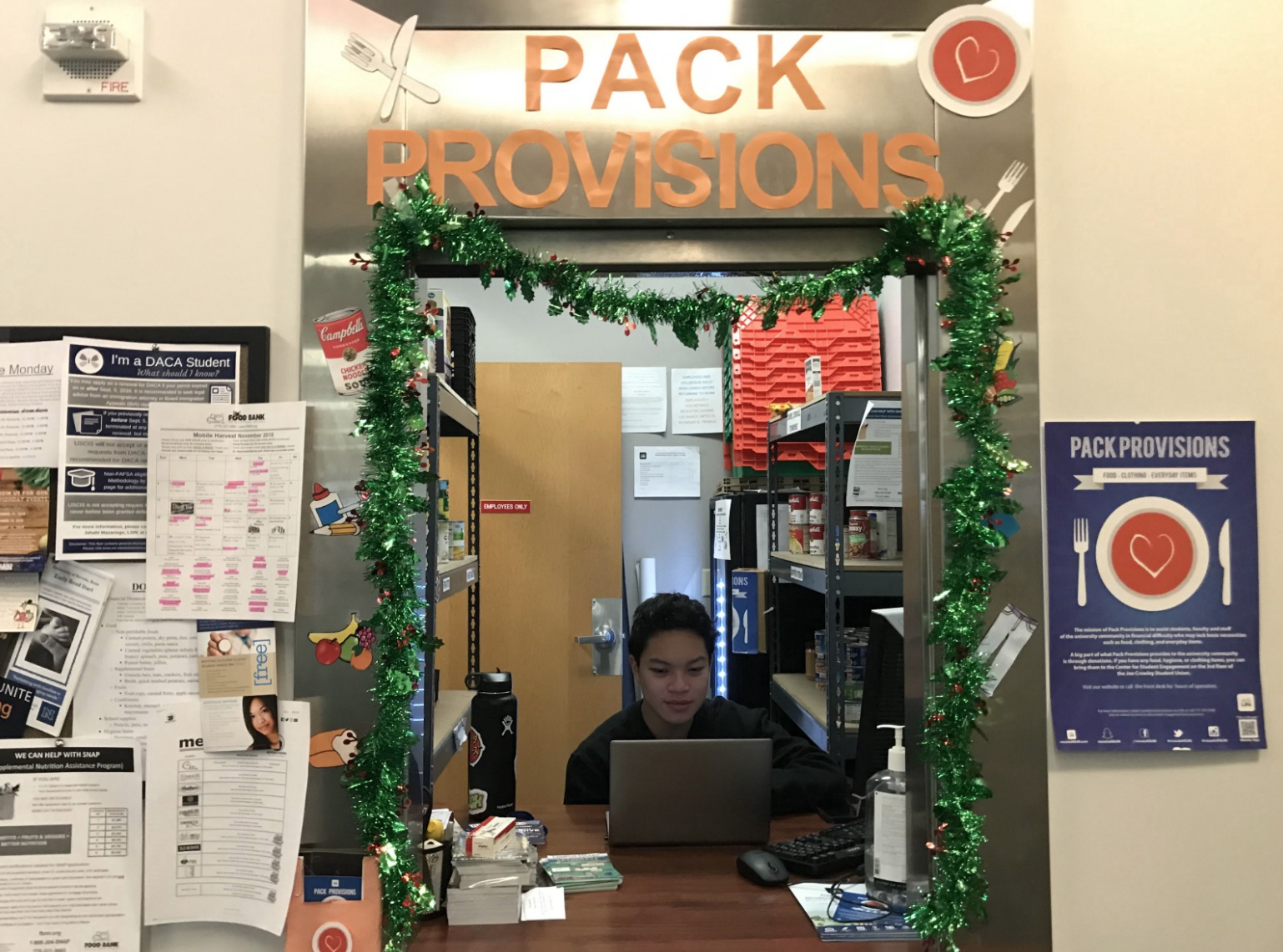 Pack Provisions tries to be as welcoming as possible to students in need. Pictured here is Thomas Libang. Photo by Lucia Starbuck.