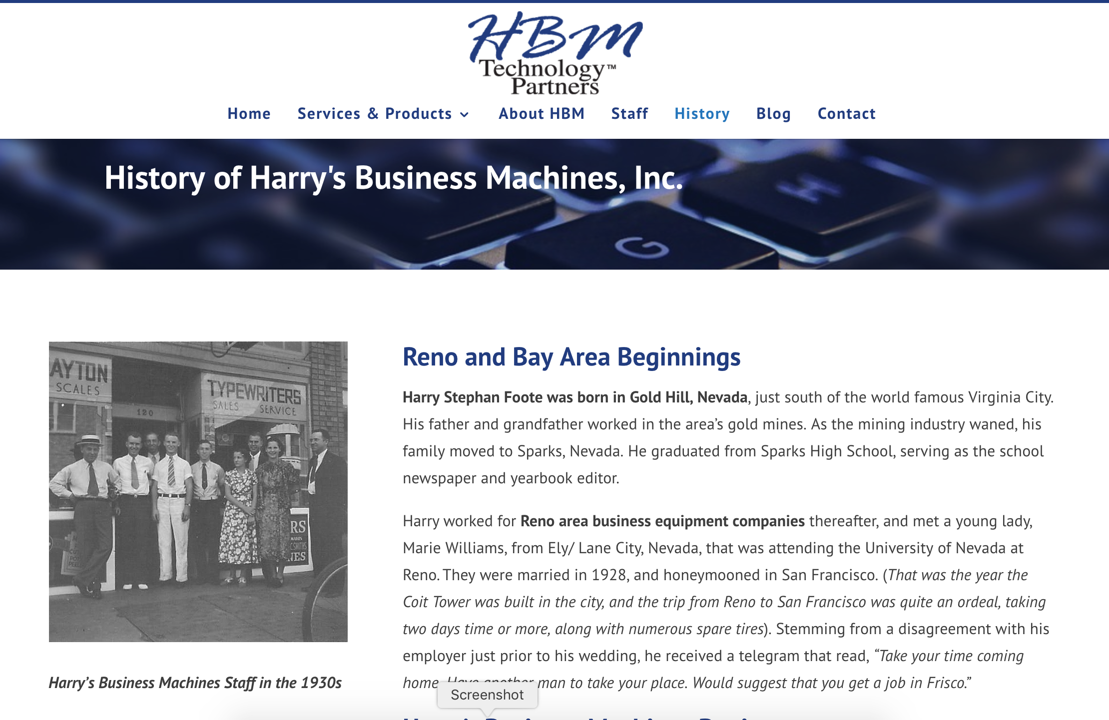 A screengrab from HBM’s website tracing back the company’s family inception.
