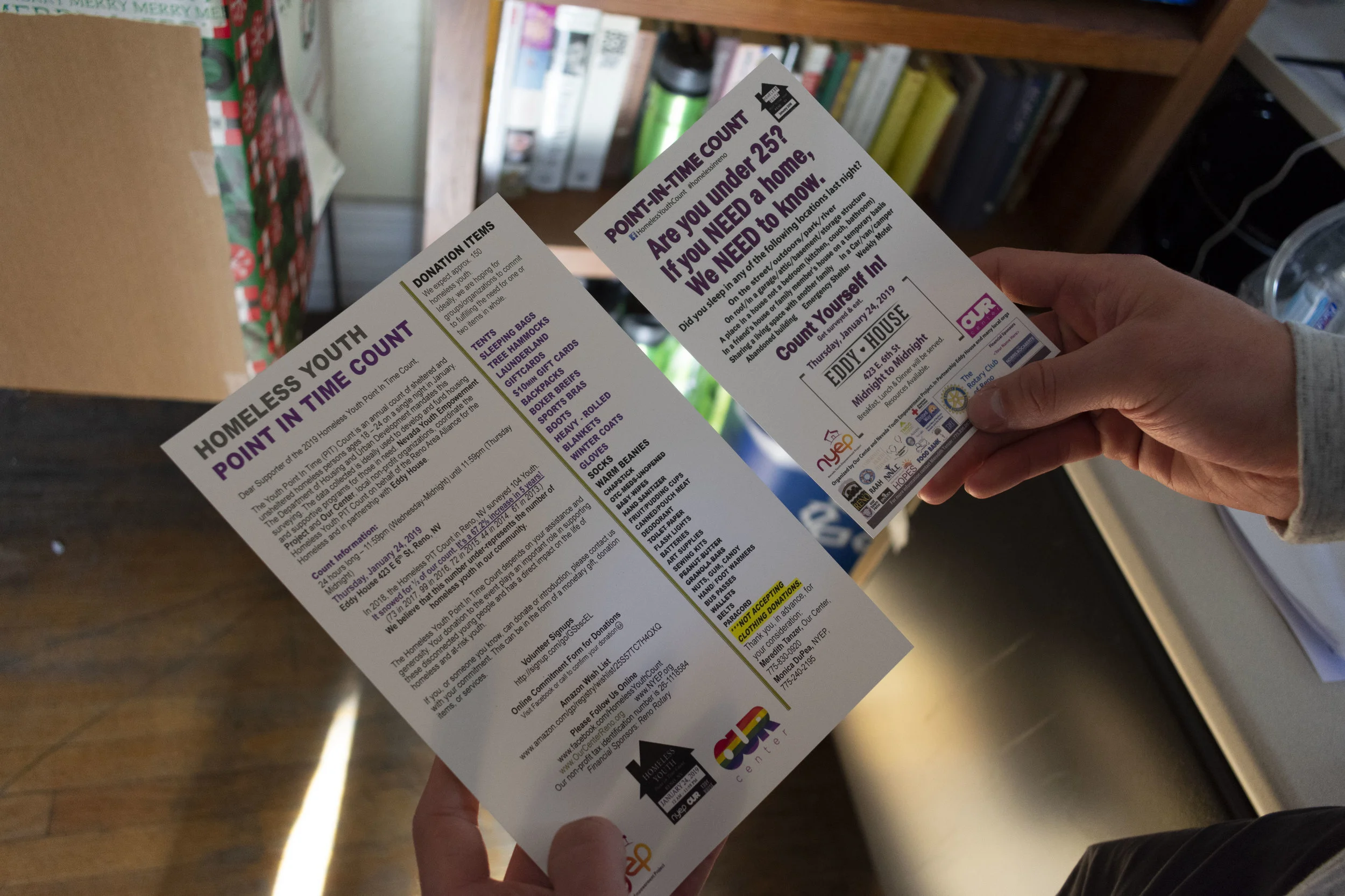 “We have been handing out flyers downtown, little wristbands, informing youth and adults alike about the event so the adults can inform maybe other youth that they see out on the street,” Gaeta said. Photo and reporting by Lucia Starbuck.