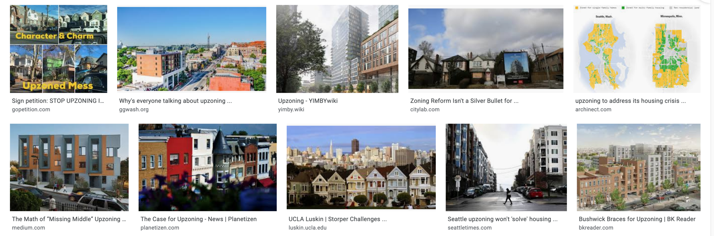 A popular term and idea currently being tried as a solution is called upzoning, to allow more density in residential areas.
