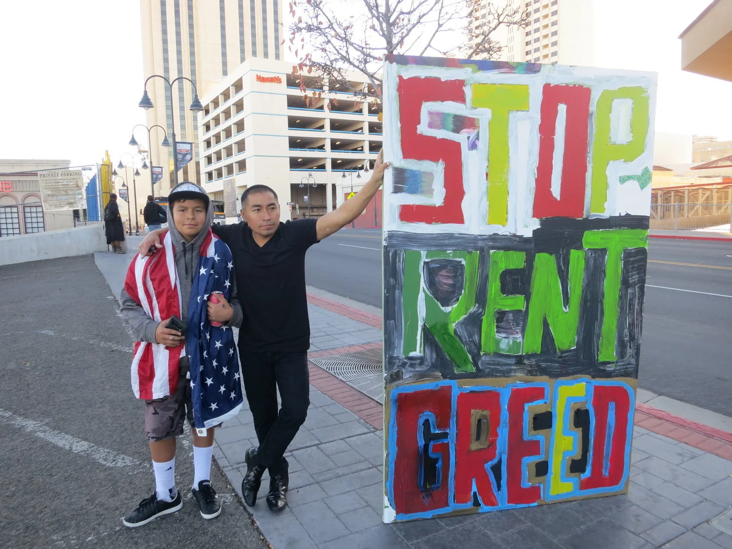 There have been repeated protests in Reno over rising rents, blaming both landlords and also politicians for not doing enough.