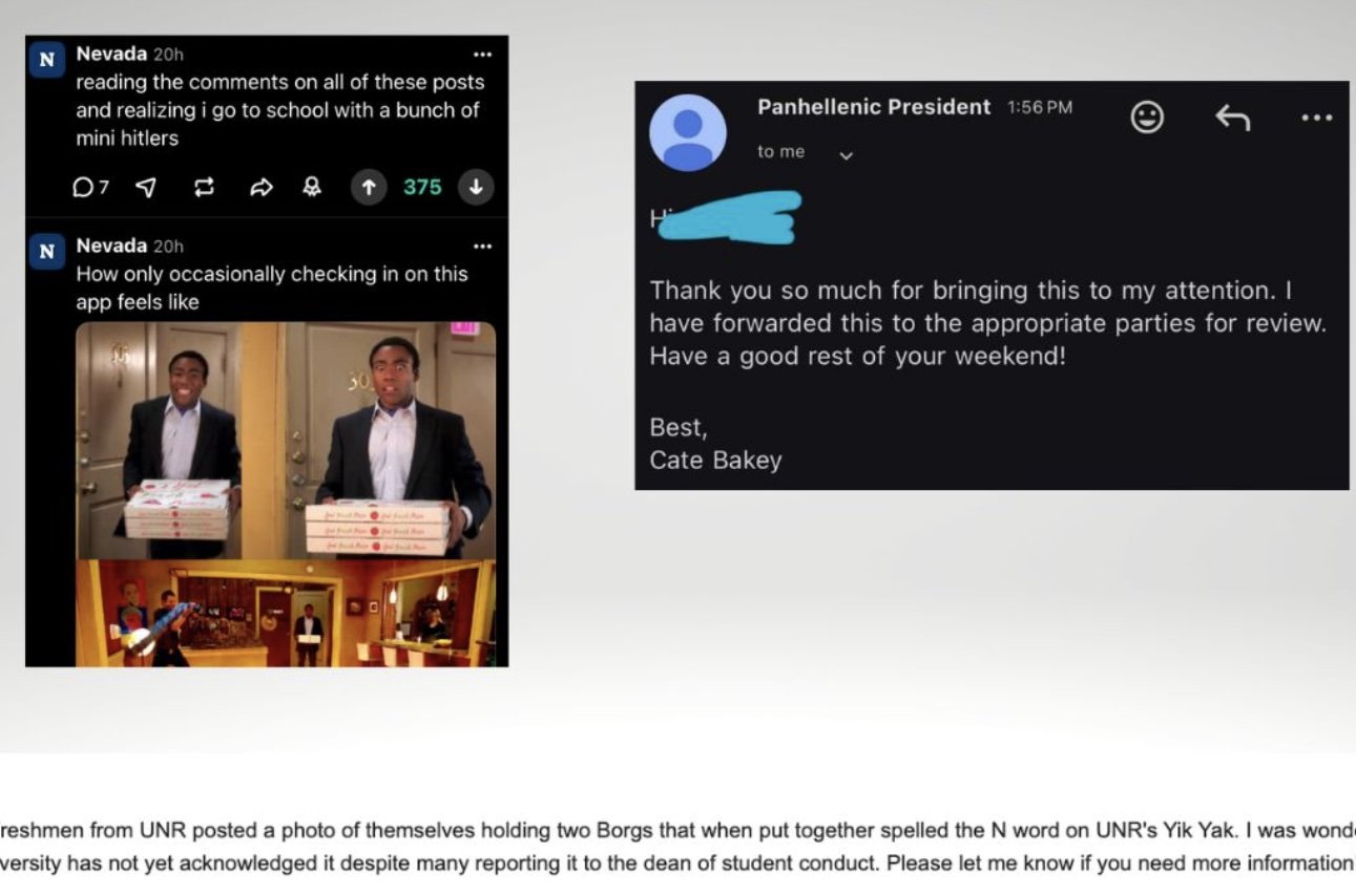 Photo of Borgs Held by Two White Women with N Word Written Out Circulated on Nevada Yik Yak