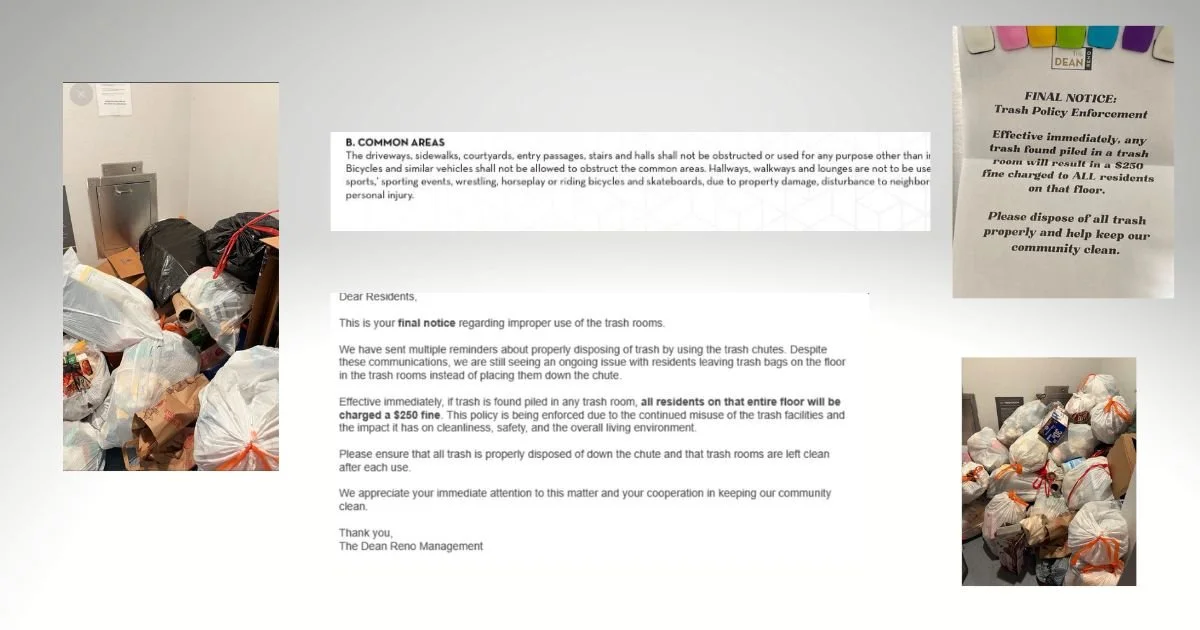 Concerns Mount Over Trash and Possible Collective Floor Penalties at the Dean Reno