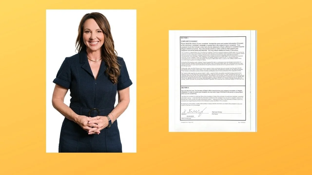 Complaint Filed With Secretary of State Over Previous Campaign Fundraising by Reno Mayoral Candidate Kathleen Taylor