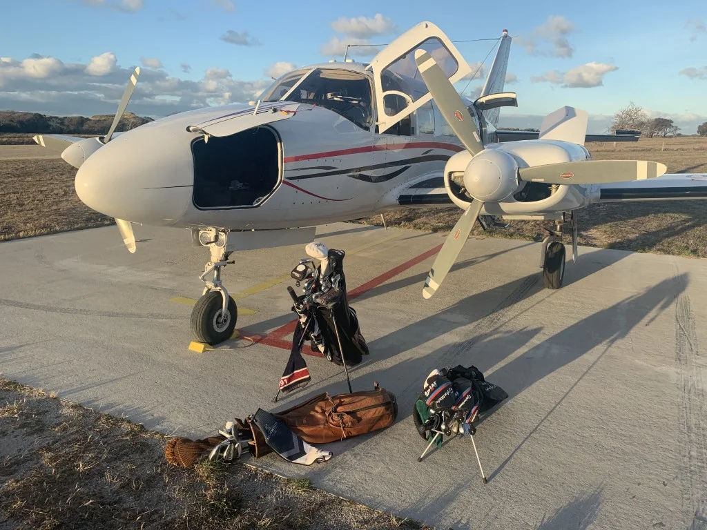 Packing up at the Barnbougle airstrip