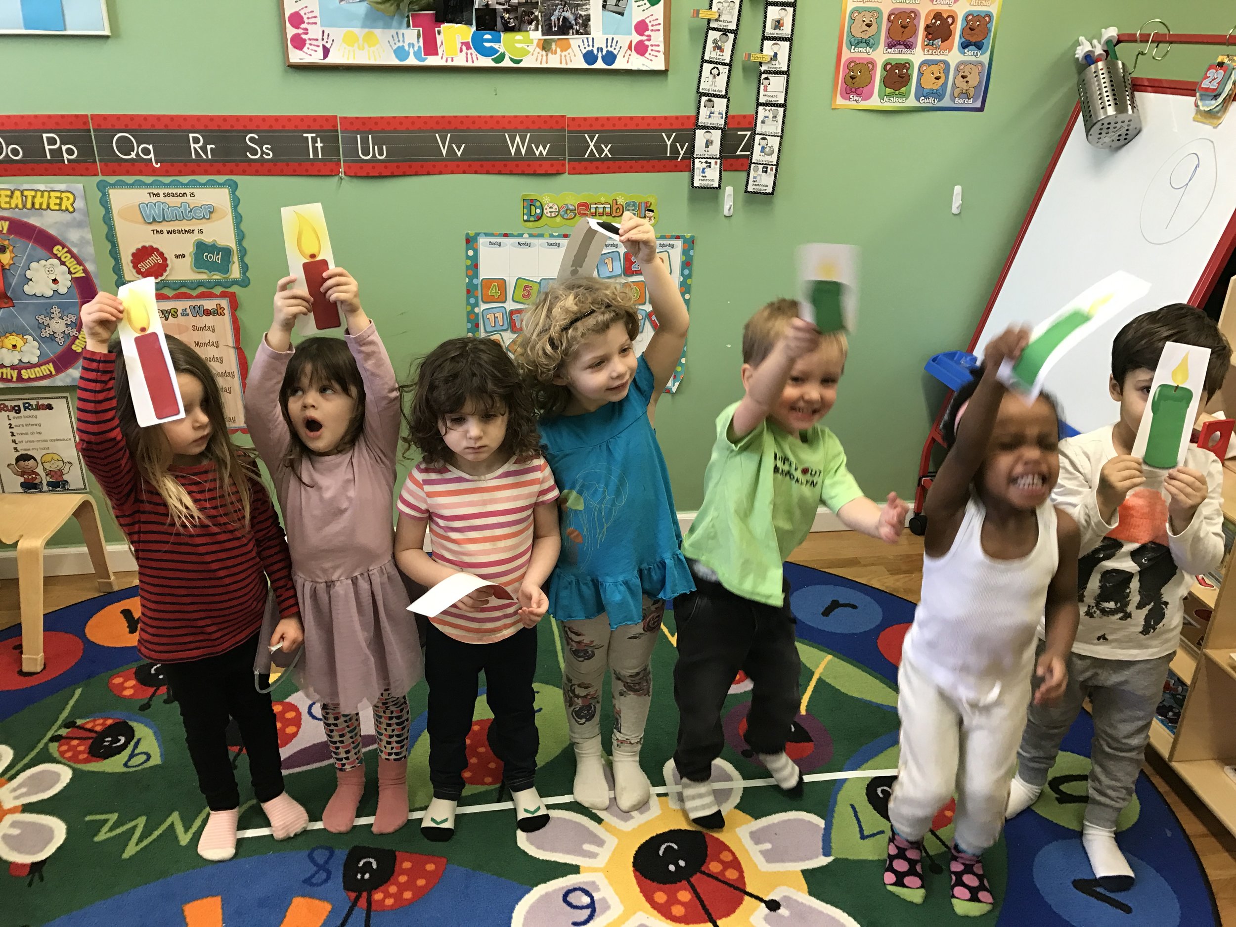  We learned that kinara candles are red, black and green!