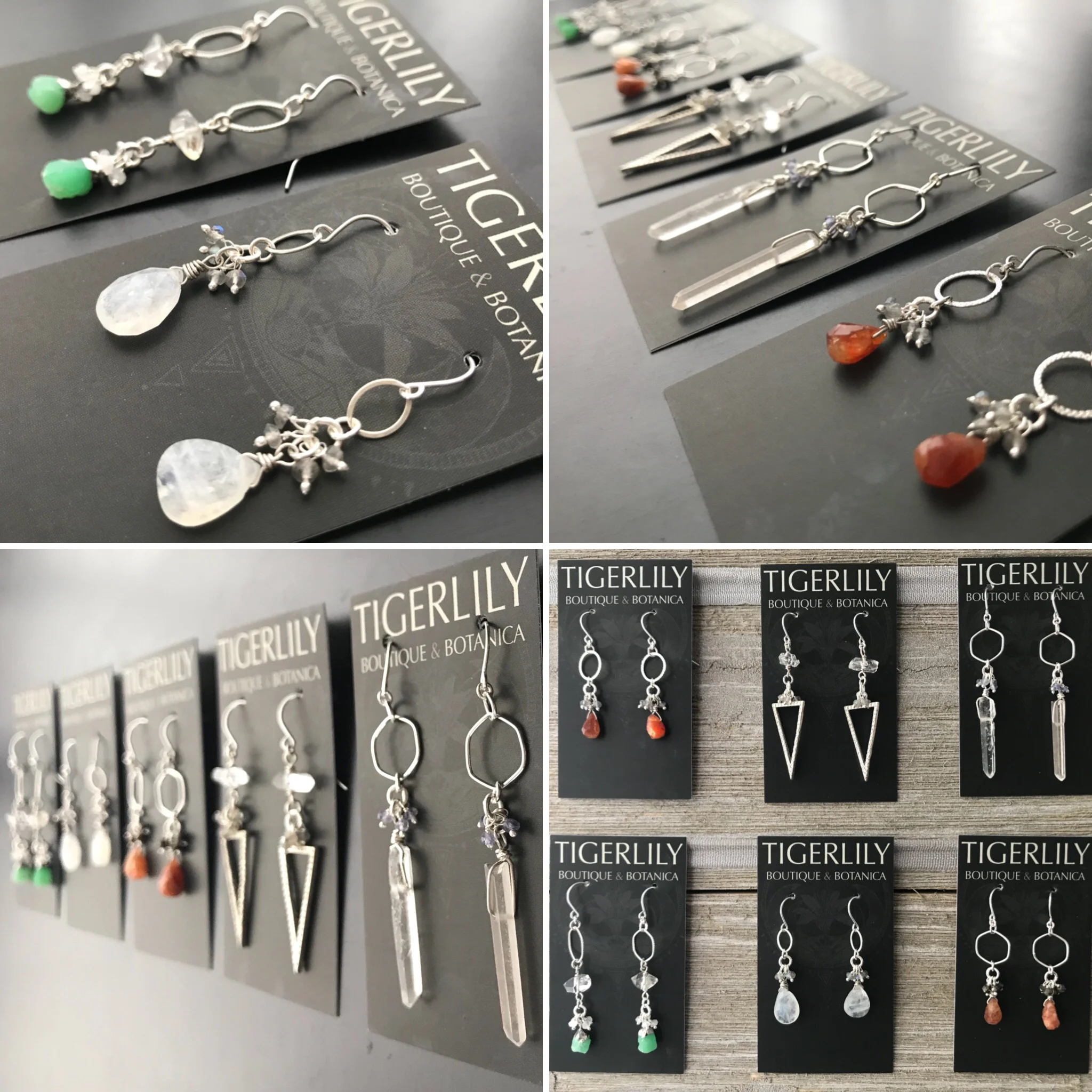 Sterling Silver with Gemstone Tassel Earrings