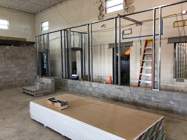 Drywall in the training room