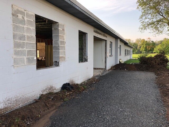 Walkway from the front door to the parking lot