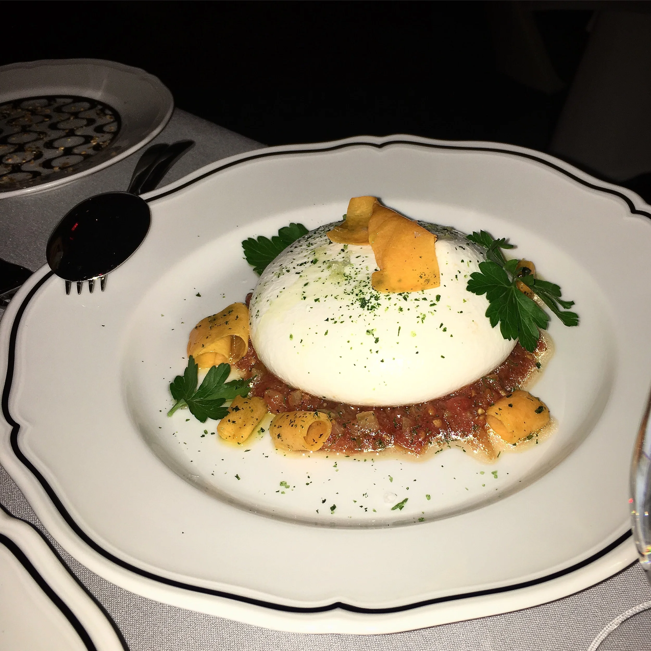 Creamy, homemade buratta. 