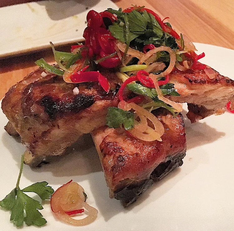 pork ribs with peppers and a bitter orange glaze