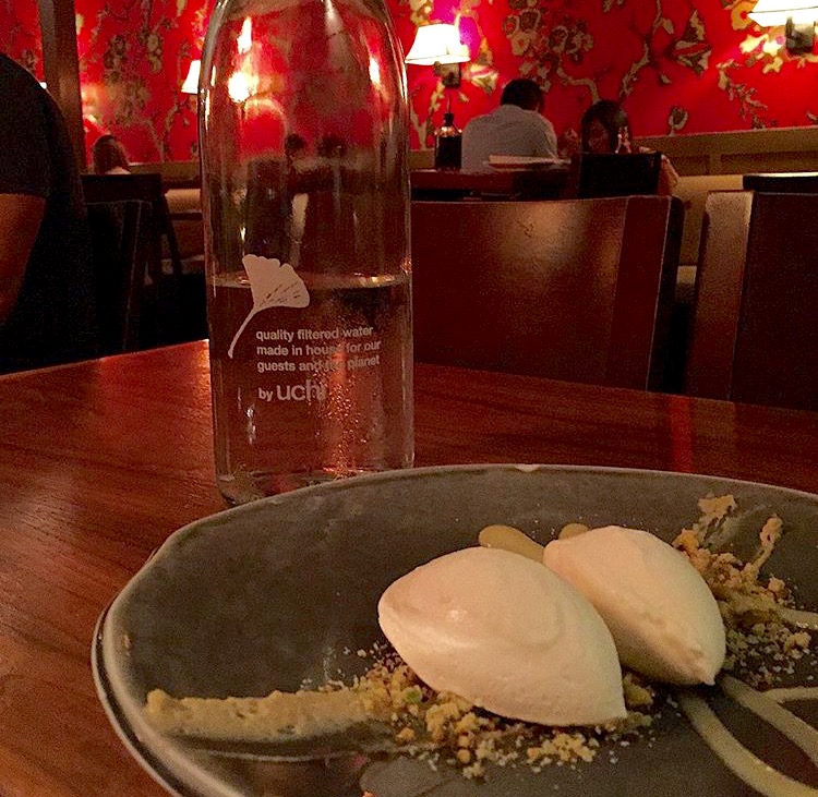 Lemon gelato with pistachio crumble