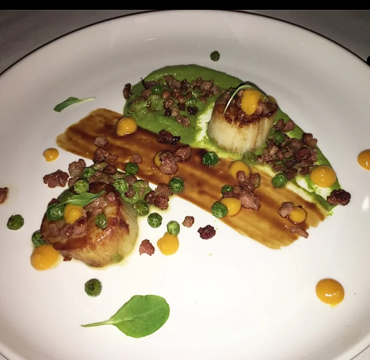 Sea scallops with pancetta, spicy mango, pea puree and a scallop glaze were a fantastic option for the non-meat eaters.