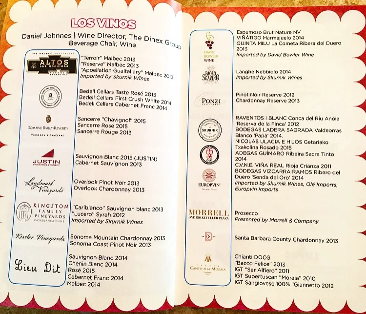 The wine list.... Los Vinos! 