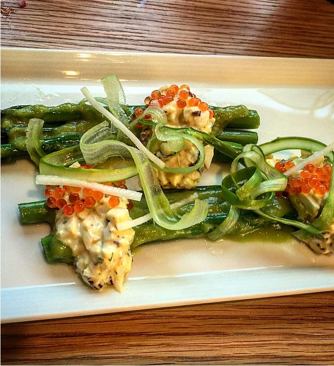 Asparagus with egg salad and trout roe was a winning combination! So fresh!