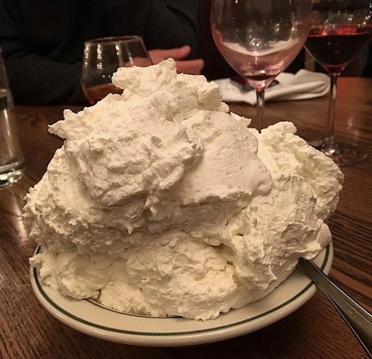 Schlag!! Peter Luger's infamous whipped cream.
