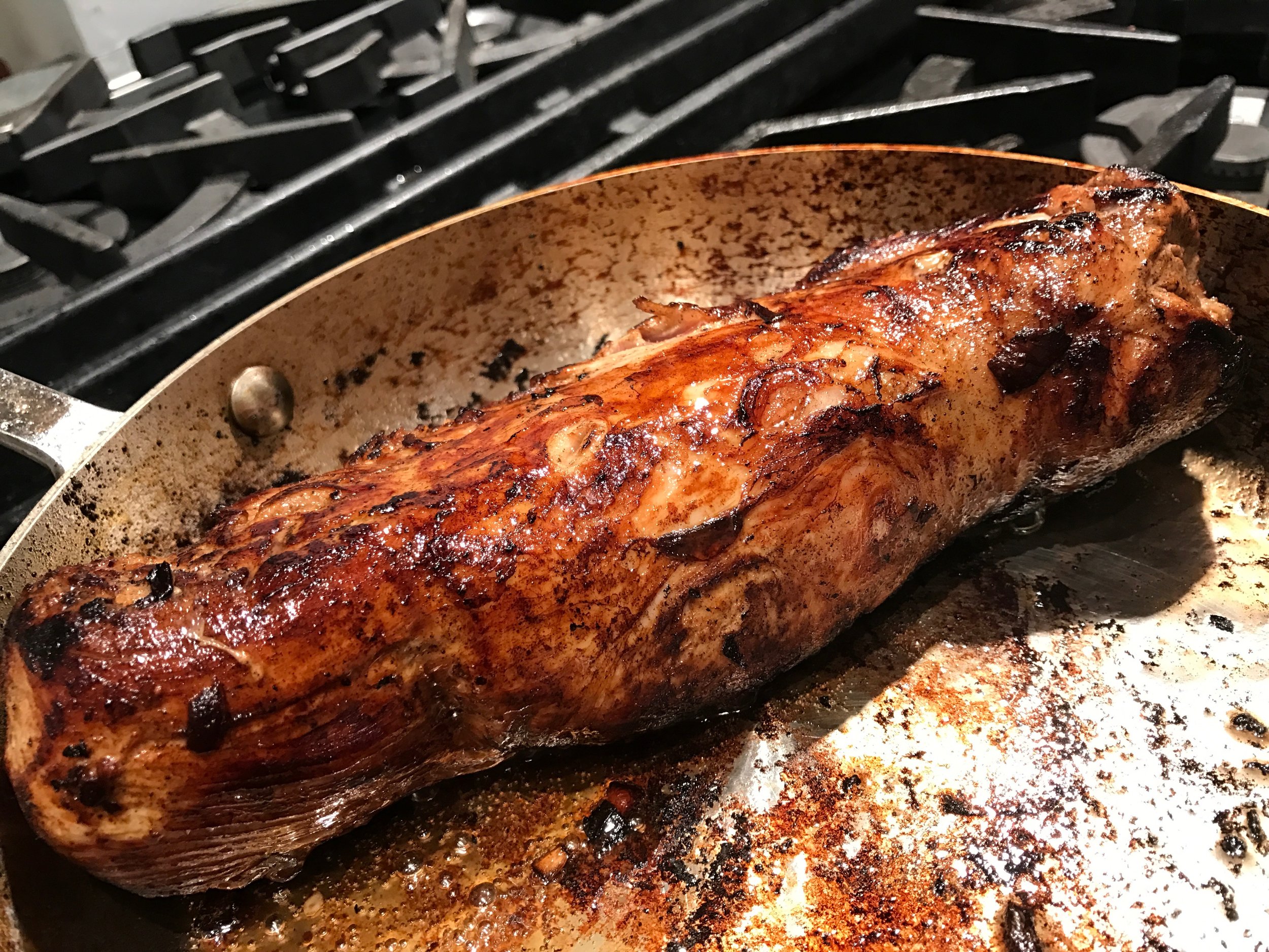 Help keep the meat juicy by Searing the tenderloin until well-browned.