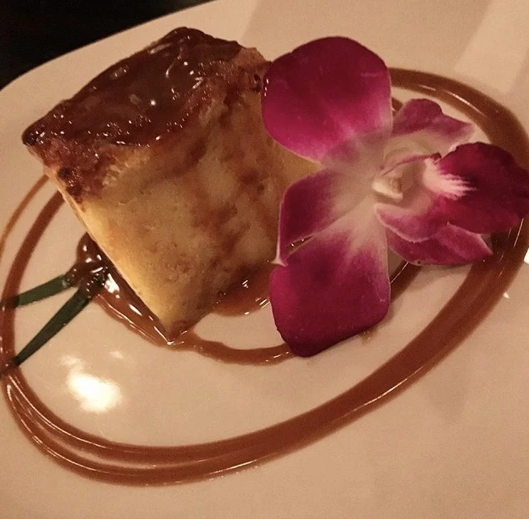 Bread Pudding with caramel sauce at Bond Street