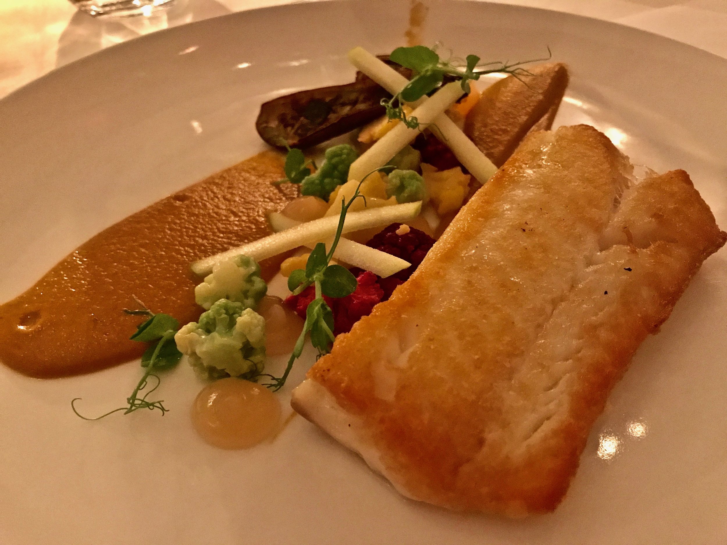 You can find gems on the Aureole wine list like this Michel Gahier Trousseau, a light, earthy red that was a great accompaniment to the perfectly cooked fish. Ask Morgan Harris, head sommelier, for wine pairing advice.