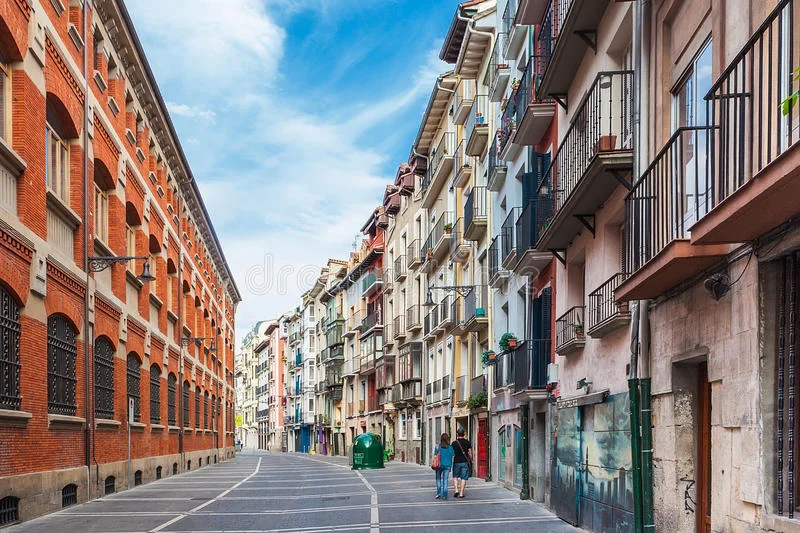 One of many colorful streets of Pamplona