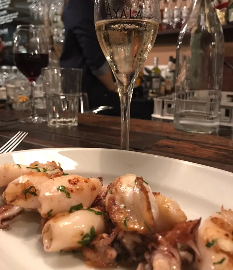 The famous grilled calamari at El Nacional