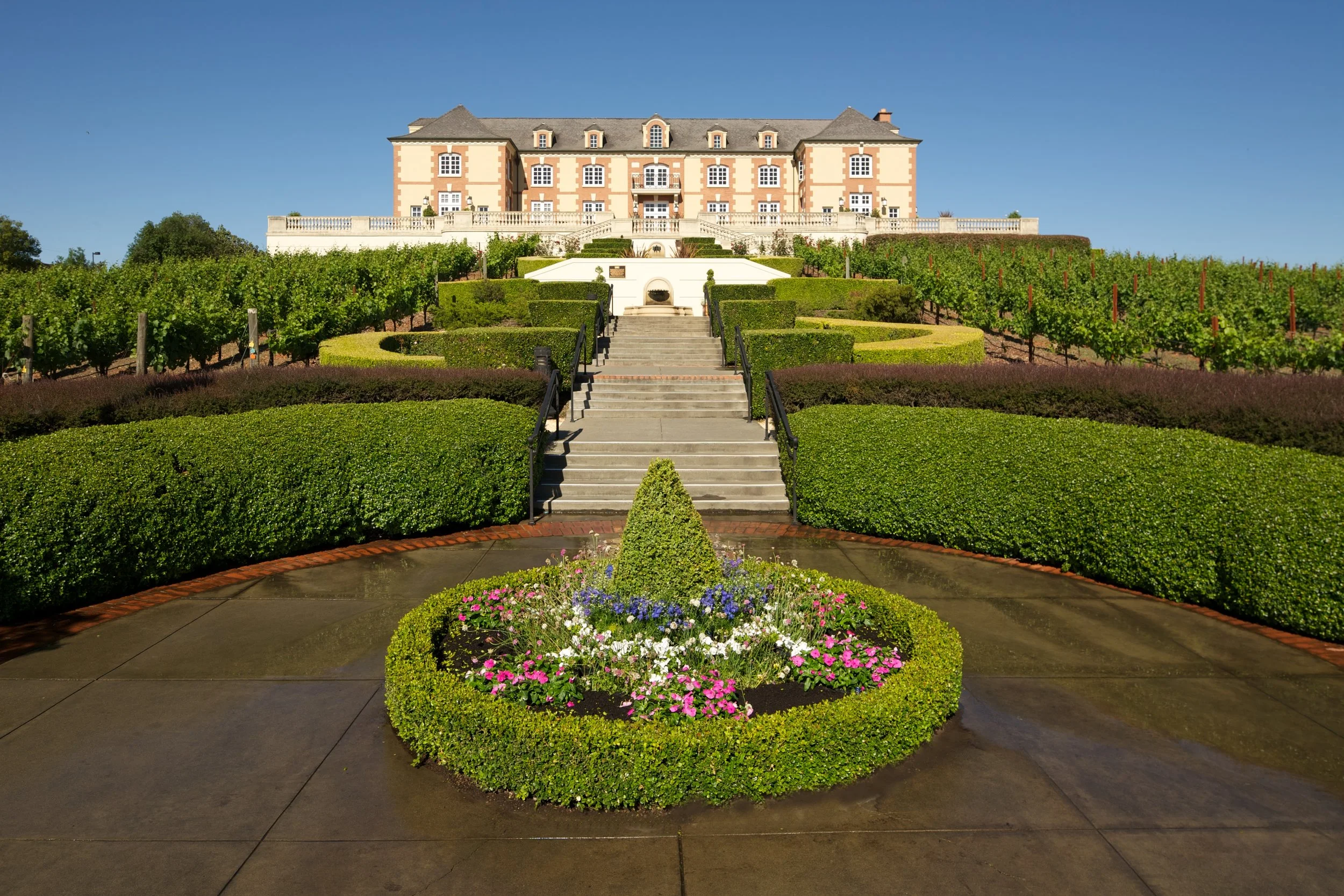 Considered one of the most beautiful wineries in America, Domaine Carneros has stunning grounds and breathtaking views. Photo courtesy of Domaine Carneros.