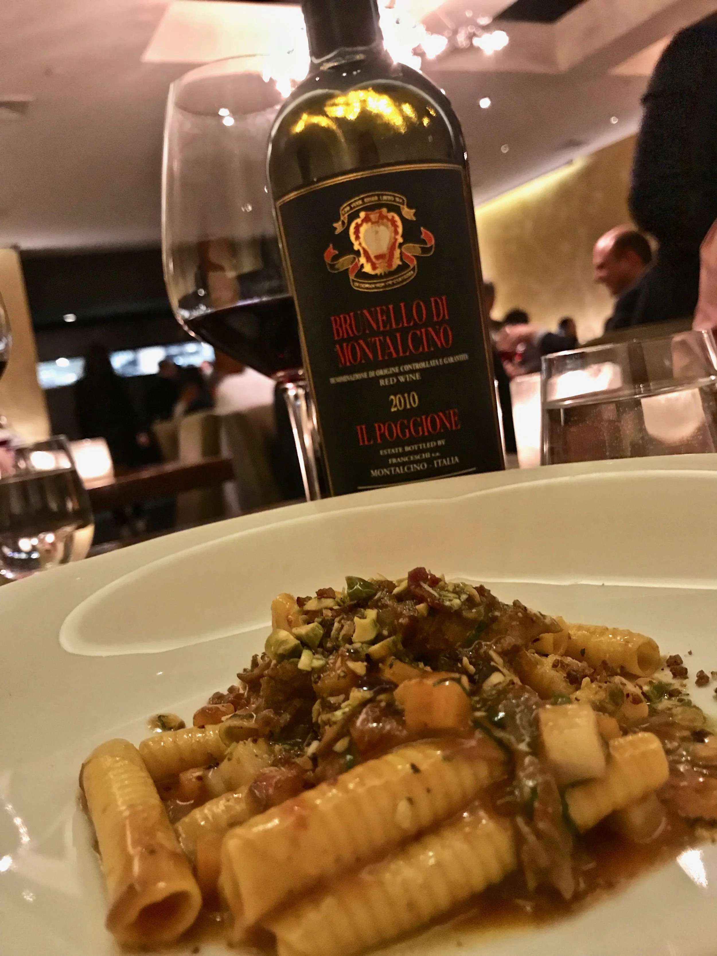 Pasta with a delicous Il Poggione 2010 Brunello at Bâtard.