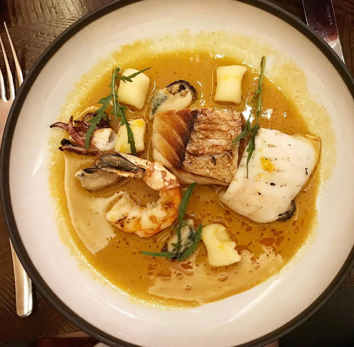 Mixed seafood bisque at Bâtard.
